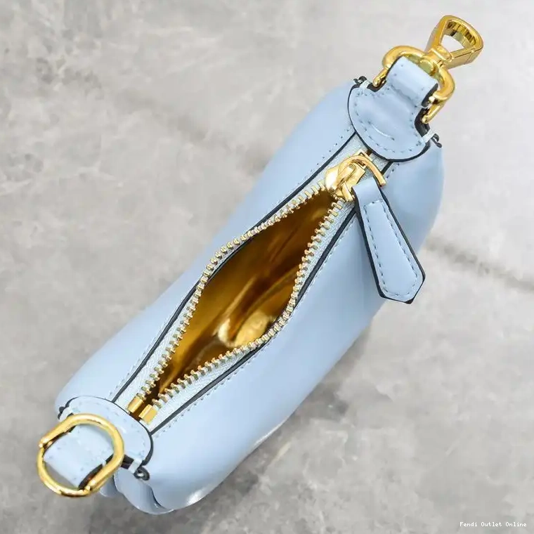 Cheap Nano Fendigraphy Hobo Leather Sky Bag Blue Fendi In Calf 0509